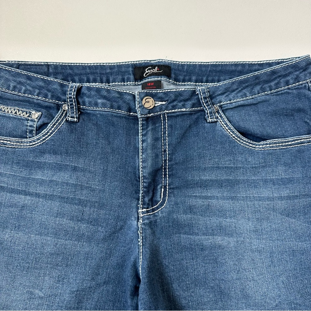 Earl Jeans Rhinestone Lined Jean Shorts Medium Wash Womens Size 18W - Picture 4 of 8